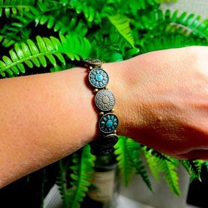 Beautiful Bronze and Turquoise Mandala Bracelet